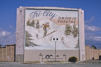 1990s United States -  Tri City Drive-In Theater straight-on view Redlands Boulevard Loma Linda California ca. 1991