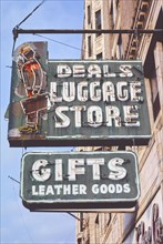 1980s United States -  Deals Luggage Store sign, 3rd Street, Macon, Georgia 1982