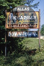1980s America -  Piccadilly Cafeteria billboard, west of Simsboro, Louisiana 1982
