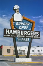 1970s America -  Old Burger Chef sign, Albuquerque, New Mexico 1979