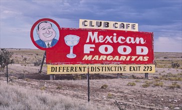 1980s America -  Club Cafe Mexican Food sign near Santa Rosa, Santa Rosa, New Mexico 1987
