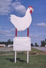 1980s America -  Jacoby and Son Chicken sign, Wisner, Michigan 1988