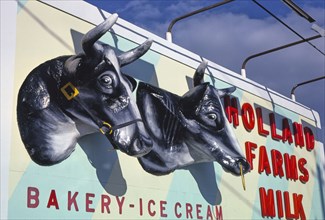 1980s America -  Holland Farms Dairy sign, Yorkville, New York 1987