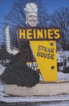1980s America -  Heine's Steak House sign, Springdale, Arkansas 1984
