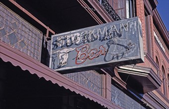 1980s America -  Stockman Bar sign, Chinook, Montana 1987