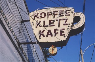 1980s America -  Koffee Kletz Kafe sign, Grand Rapids, Michigan 1982