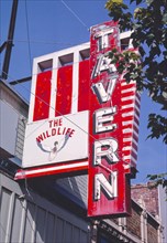 1980s America -  The Wildlife Tavern sign, Mount Vernon, Washington 1987