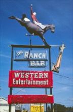 1980s America -  The Ranch Bar sign, Crescent, New York 1983