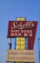 1980s America -  Schell's Restaurant sign, Reading, Pennsylvania 1984