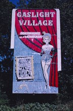 1980s America -   Gas Light Village billboard, Wilton, New York 1983
