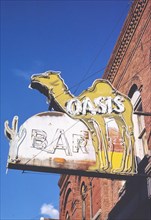 1980s America -  Oasis Bar sign, Billings, Montana 1980