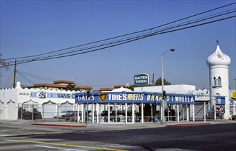 1970s United States -  Gates Tires, Washington Place and Grandview, Mar Vista, Los Angeles, California 1977