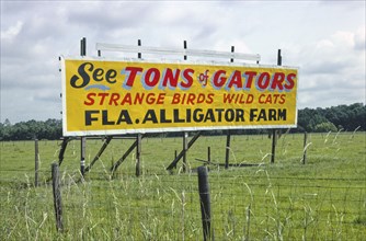 1970s United States -  Billboard, Florida Alligator Farm, Route 301, Florida 1979