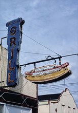 1980s America -  Coney Island Grill sign, Charlotte, North Carolina 1982