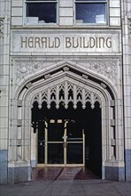 1980s America -  Herald Building, entrance, State Street, Bellingham, Washington 1987