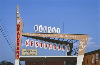 1980s America -  Revana Restaurant sign, Bossier City, Louisiana 1982