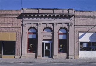 1980s United States -  Baldwin Building (bank), Main Street, Ellendale, North Dakota 1987