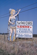 1980s America -   Horseless Carriage Museum billboard, Rapid City, South Dakota 1987