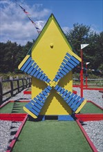 1980s America -  Hole in One mini golf, pinball Route 1, Waldoboro, Maine 1984