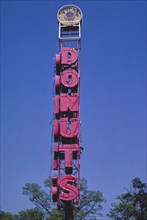 1980s America -  King Louve's Donuts sign, Monroe, Louisiana 1982