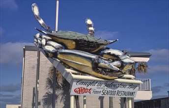 1980s America -  Gaido's Restaurant sign, Galveston, Texas 1986