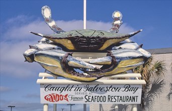 1980s America -  Gaido's Restaurant sign, Galveston, Texas 1986