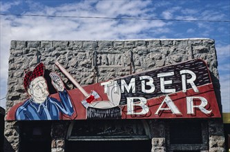 1980s America -  Timber Bar sign, Big Timber, Montana 1980