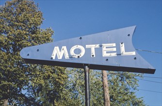 1980s United States -  Le Mays Hotel sign, Route 302, Barre, Vermont 1984