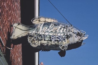 1980s America -  Meletio's Hot Fish sign, Saint Louis, Missouri 1988
