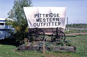 1980s America -  Pittridge Western Outfitters sign, Route 29 near Wausau, Wisconsin 1988