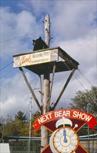 1990s United States -  Next Bear Show sign, Clark's Trading Post, North Woodstock, New Hampshire 1995