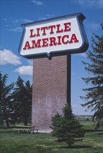 2000s United States -  Little America sign, I-80, Little America, Wyoming 2004