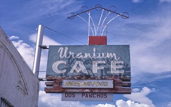 1980s America -  Uranium Cafe sign, Grants, New Mexico 1987