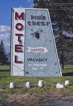 1980s United States -  Pine Crest Motel sign, Route 5, New Hartford, New York 1987