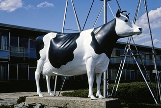 1980s America -  Cow statue at Fantasy Farm, LeSourdsville, Middletown, Ohio 1984