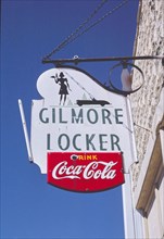 1980s United States -  Gilmore Locker Coke sign, Main Street, Gilmore City, Iowa 1987