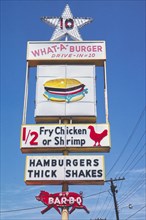 1980s America -  What-A-Burger sign, Kannapolis, North Carolina 1982