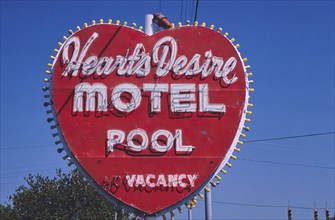 1980s United States -  Heart's Desire Motel sign, Route 19A, Dunedin, Florida 1980