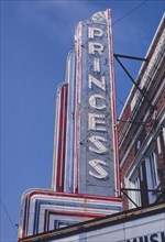 1980s America -  Princess Theater sign, Columbus, Mississippi 1986