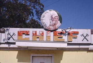 1980s America -  Big Chief Tavern sign, Jacksonville, North Carolina 1985