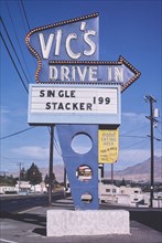 1980s United States -  Vic's Drive-in sign, Wenatchee, Washington 1987
