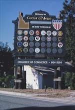 2000s United States -  Welcome to Coeur d'Alene sign, Coeur d'Alene, Idaho 2004