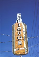 1970s America -  Liquor store sign, Bossier City, Louisiana 1979