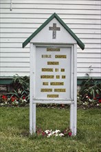 1990s United States -  Sherman Bible Chapel, sign detail, Sherman, Pennsylvania 1990