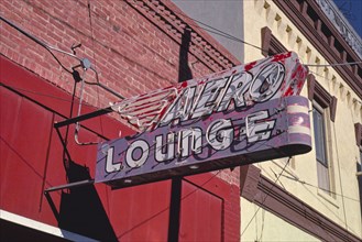 1980s America -  Aero Lounge sign, Chinook, Montana 1987