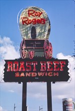 1980s United States -  Roy Rogers Roast Beef sign, New Orleans, Louisiana 1982