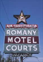 1980s United States -  Romany Motel Courts sign, Route 29, Charlotte, North Carolina 1982