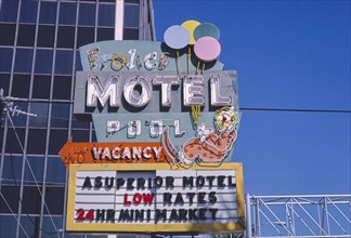 1980s United States -  Frolics Motel sign, Route 1, Miami, Florida 1980