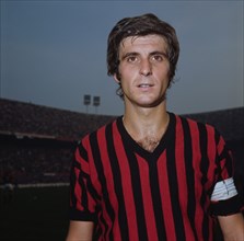 Italian footballer Gianni Rivera, captain of A.C. Milan, at San Siro in Milan, Italy, in January 1971
