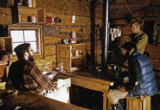 Inside Rohn River Fish and Games cabin ca. March 1974